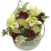 Adana çiçek satışı cam içerisinde 3 kandil kesme orkide çiçeği